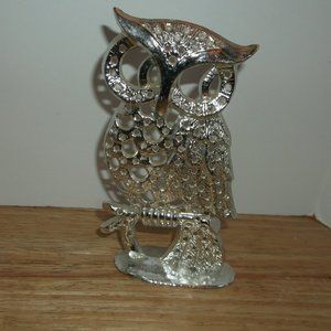 vintage owl metal earring holder